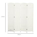 Biombo de 4 Painéis Separador de Ambientes Dobrável 160x170 cm para Sala de Estar Dormitório Escritório Branco
