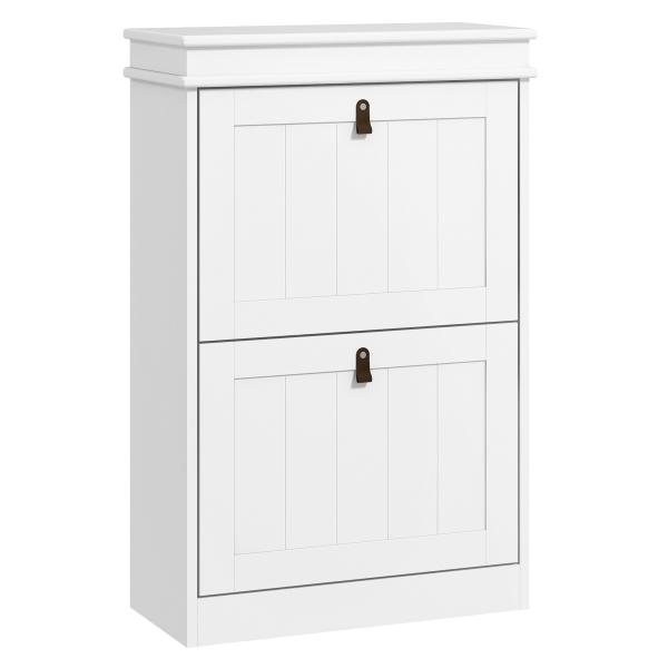 Móvel Sapateira Branco Sapateira Estreita com 2 Portas e Prateleira Ajustável para 10 Pares de Sapatos 54x24x82,5 cm Branco