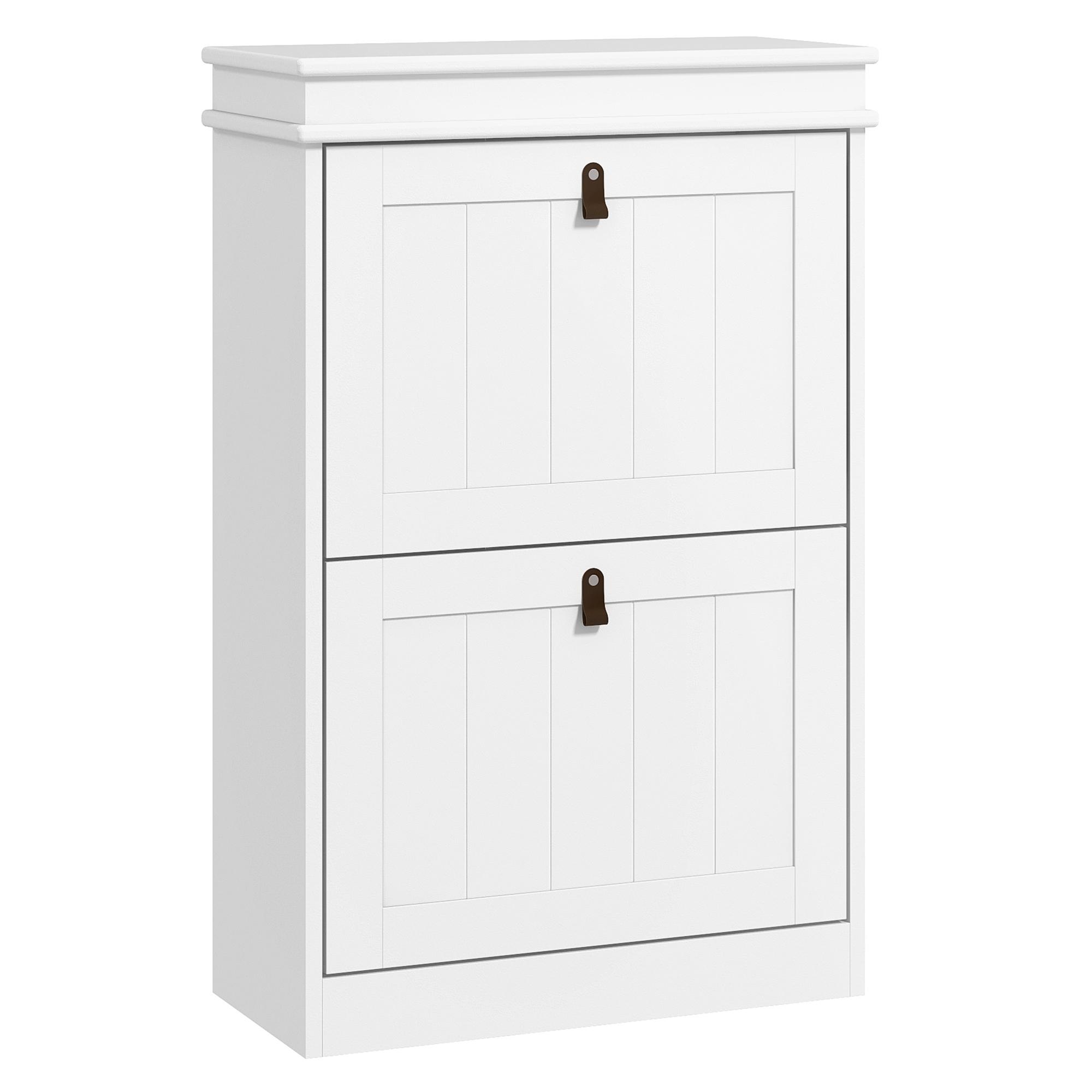 Móvel Sapateira Branco Sapateira Estreita com 2 Portas e Prateleira Ajustável para 10 Pares de Sapatos 54x24x82,5 cm Branco