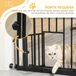 Barreira de Segurança para Animais de Estimação 74 - 80cm com Porta com Fechamento Automático e Sistema de Duplo Bloqueio Altura 76,2cm Preto