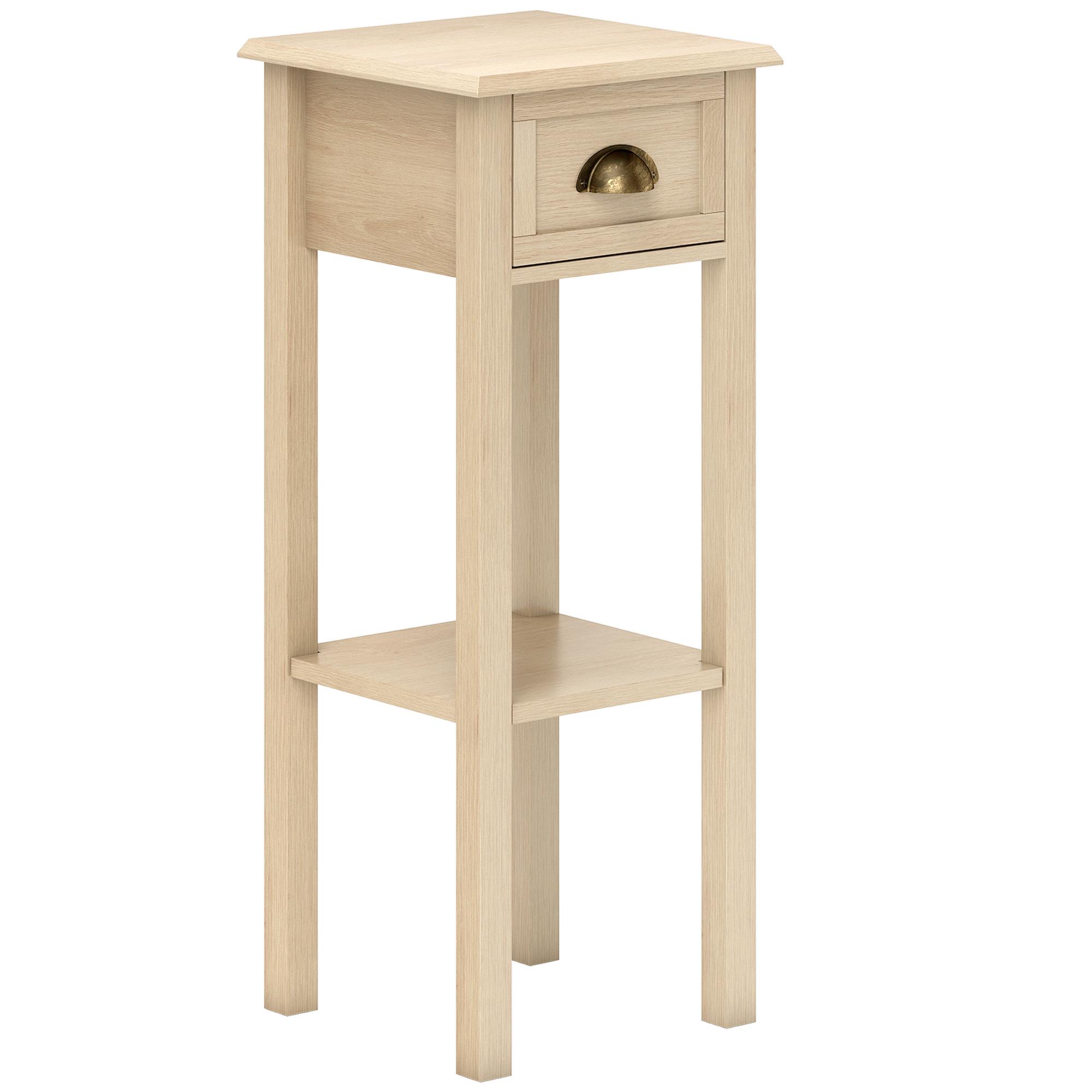 Mesa de Apoio com Gaveta e Prateleira de Armazenamento Estilo Moderno 30x30x75 cm Madeira