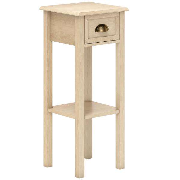 Mesa de Apoio com Gaveta e Prateleira de Armazenamento Estilo Moderno 30x30x75 cm Madeira