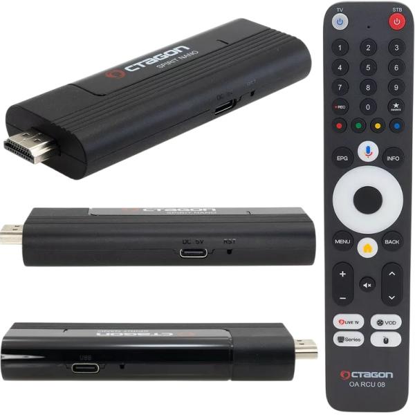 Receptor Pen Stick Spirit NANO TV Android 2GB/32GB MeTV Player 4K Ultra HD - OCTAGON