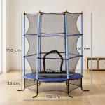 Trampolim para Crianças com Rede de Segurança e Estrutura de Aço para Interiores e Exteriores Carga 50 kg Ø163x190 cm Azul