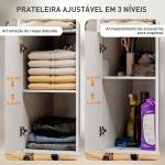 Móvel de Engomar Roupa com Rodas e Suporte Lateral Móvel com Tábua de Passar Barra para Roupa Prateleira 127,5x43,5x153 cm Branco