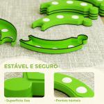 Trave de Equilíbrio para Crianças com 6 Pedras com Pontos Táteis para Treino de Equilíbrio em Interiores e Exteriores Verde