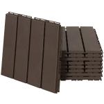 Conjunto de 9 Estrados 30x30cm com Área de 0.81 m² para Exterior e Interior Estrados com Sistema Click com Superfície Antiderrapante para Balcão Terraço Jardim Marrom