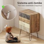 Cómoda 4 Gavetas Cómoda para Quarto com Pés em Forma de V de Aço Estilo Boémio 60x39x86 cm Multicor