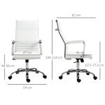Cadeira de Escritório Ergonómica Giratória 360° Basculante com Altura Ajustável 54x62x104 - 114 cm Branco