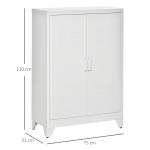 Armário de Metal de Armazenamento com Dupla Porta 2 Prateleiras com Altura Ajustável Armário para Escritório 75x33x110 cm Branco