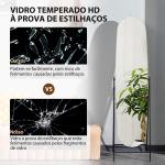 Espelho de Pé Arqueado 160x40 cm Espelho de Corpo Inteiro sem Moldura com Suporte de Metal Preto