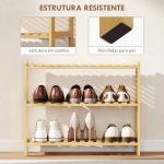 Sapateira de Madeira de 3 Níveis para até 9 Pares de Sapatos para Entrada Corredor Dormitório 70x26x57,5 cm Madeira