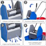 Carro de Limpeza Professional Carro de Limpeza de Metal com 2 Baldes de 25 Litros Removíveis Escorredor Manual e 4 Rodas 73x45x92cm Vermelho e Azul