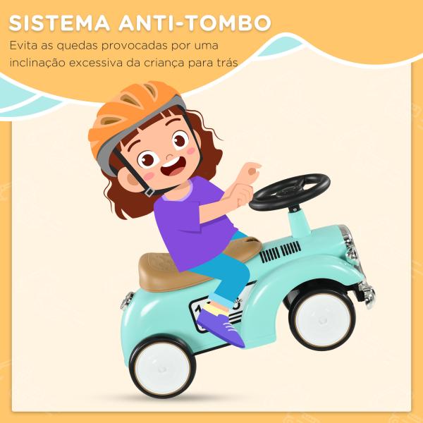 Carro Andador para Bebé de 12 a 36 Meses com Buzina Compartimento de Armazenamento e Volante 58x27x35 cm Verde Menta