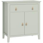 Aparador com Gaveta e Armário de 2 Níveis com Prateleira Ajustável Base Elevada e Amplo Tampo 80x40x90 cm Verde Claro