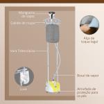 Ferro de Engomar a Vapor 1800W Temperatura Ajustável 11 Níveis Depósito de 2 L Aquecimento em 38s 35x25x47 - 118,5 cm Amarelo
