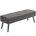 Banco de Pé de Cama Multifuncional Clássico Banco Dormitório com Pés de Madeira e Assento Acolchoado 114x38x42 cm Cinza