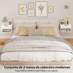 Conjunto de 2 Mesas de Cabeceira Flutuantes Estreitas com Gaveta com Frente Canelada e Prateleira Aberta 40x34x29 cm Branco