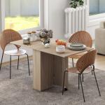 Mesa de Sala de Jantar Dobrável Mesa de Madeira com 2 Prateleiras de Armazenamento e Rodas para Cozinha 75x140x74 cm Madeira
