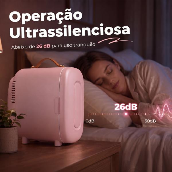 Frigorífico Pequeno de Cosméticos 4L 9V/240V para Arrefecer e Aquecer Mini Frigorífico para Beleza 20,3x26,3x28 cm Rosa