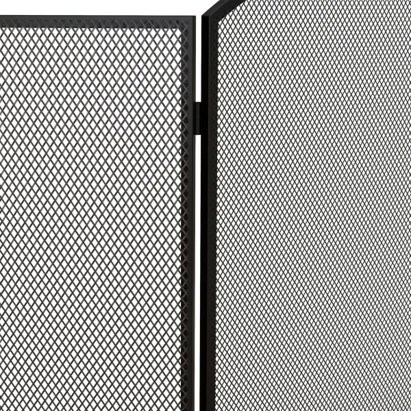 Frente para Lareira de 3 Painéis Protetor para Lareira Dobrável com Estrutura de Aço 96x62 cm Preto