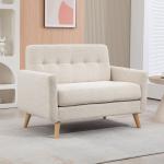 Sofá de 2 Lugares Estofado em Veludo Sofá de Sala de Estar Moderno com Apoio para os Braços e 114x71x82 cm Beige