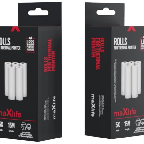 Pack 5x Rolos p/ Impressoras Térmicas KatPrint (3 mts) - MAXLIFE