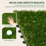 Relva Artificial 30x30cm 10 Peças com Altura de 25mm Alta Densidade 11000 para Exterior Pátio Terraço Verde