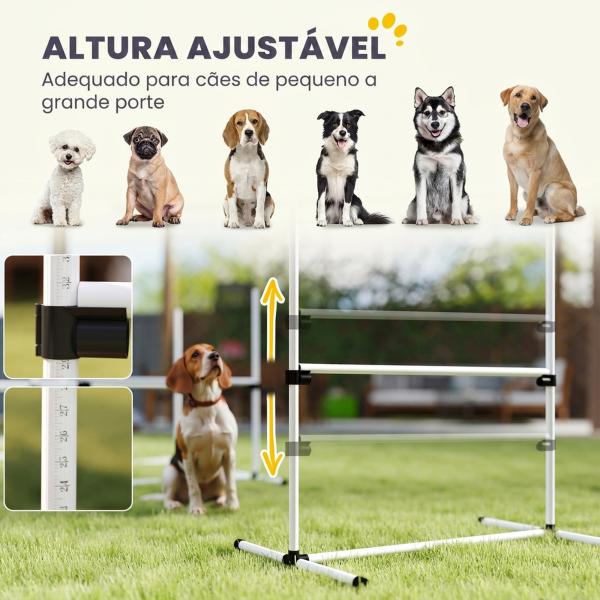 Conjunto de Treinamento de Agilidade para Cães 4 Peças Obstáculos de Salto com Altura Ajustável 99x65x94 cm Azul
