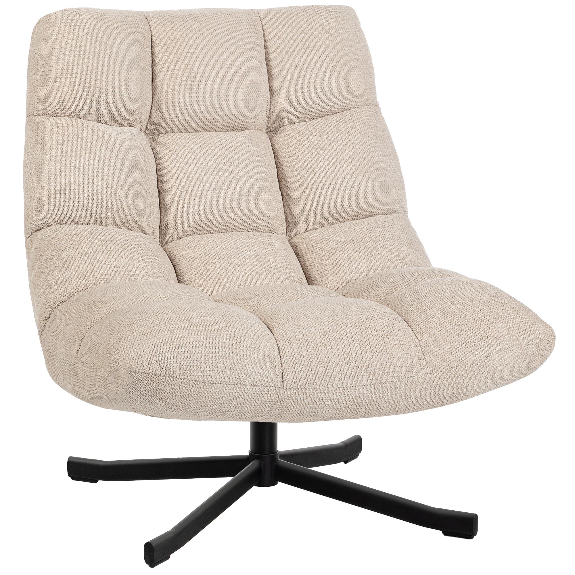 Poltrona Giratória Moderna Poltrona de Sala de Estar com Base de Cruz Estofada em Chenille Impermeável Assento Extra Largo e Pernas de Aço Poltrona Relax para Sala de Estar Quarto 75x95x90 cm Creme