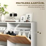 Sapateira para 16 Pares de Sapatos com 4 Gavetas e Prateleiras Ajustáveis 95x26x95 cm Branco e Madeira