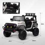 Carro Elétrico para Crianças com Bateria de 12V Controlo Remoto Faróis LED Buzina e Música 100x63x65 cm Branco