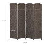 Biombo de 4 Painéis Separador de Ambientes Dobrável 160x170 cm para Sala de Estar Dormitório Escritório Marrom