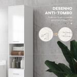 Coluna Casa de Banho Moderna com 1 Gaveta 3 Prateleiras Ajustáveis e 2 Armários Móvel Auxiliar de para Casa de Banho 30x30x180 cm Branco