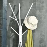 Cabide de Pé Metálico para Pendurar Roupa Bolsas com 9 Ganchos e Prateleira Cabide de Pé Moderno 45x45x180 cm Branco