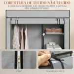 Roupeiro de Tecido Dobrável com 6 Prateleiras e 1 Barra de Pendurar para Dormitório Vestidor 103x43x162,5cm Cinza