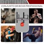 Pera de Boxe com Suporte de Parede com Plataforma Ajustável em Altura Suporte Giratório e Insuflador 60x73x80 cm Vermelho e Preto
