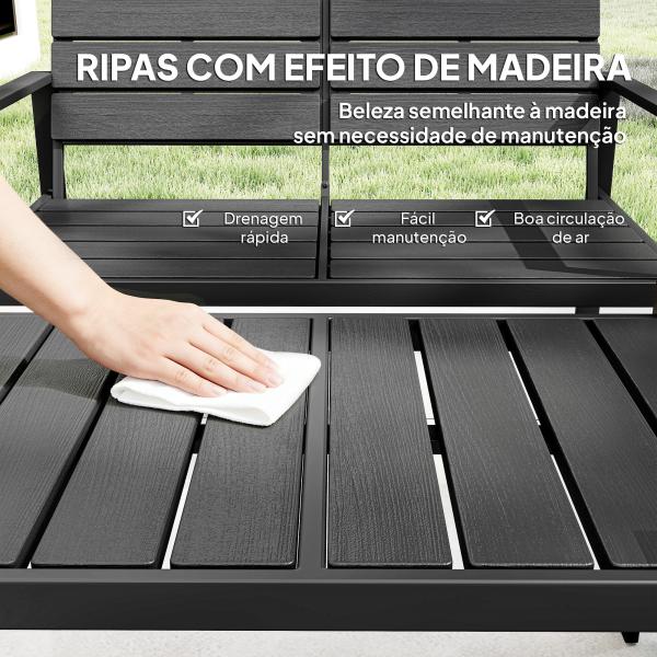 Conjunto de Móveis de Jardim para 4 Pessoas - Sofá de 2 Lugares, 2 Cadeiras e Mesa de Centro - Preto