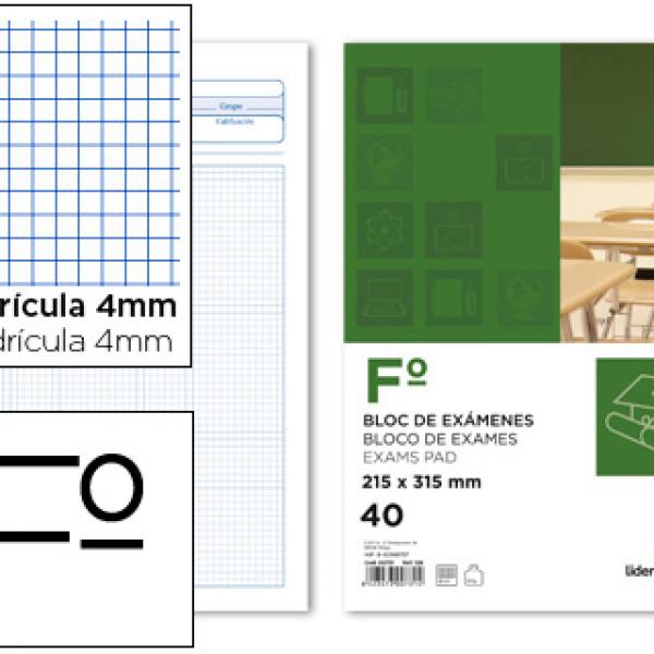Bloco Exames Quadricula 4 mm Foli 40F 60g/m2