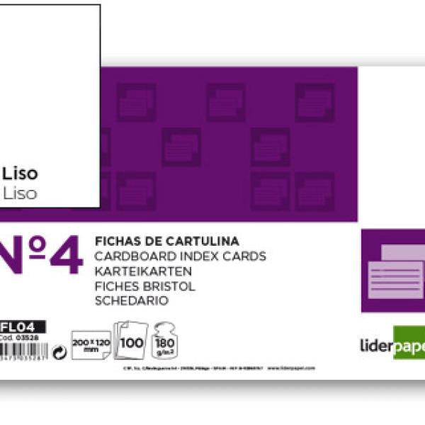 Fichas em Cartolina, Emb. c/ 100, 125X200 mm, Lisa