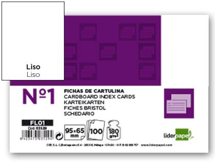 Fichas em Cartolina, Emb. c/ 100, 65X95 mm, Lisa