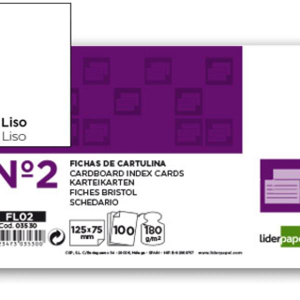 Fichas em Cartolina, Emb. c/ 100, 75X125 mm, Lisa