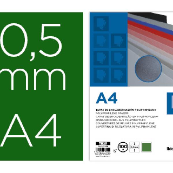 Tapa Encadernação Polipropileno A4 0.5mm Verde Opaco (100 Unidades)