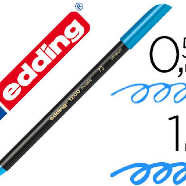 Marcador Edding Ponta Fibra 1200 Azul Claro N.10 - Ponta Redeonda 0.5 mm