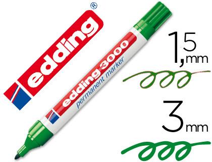 Marcador Edding 3000 Verde Permanente - Ponta Redonda 3mm