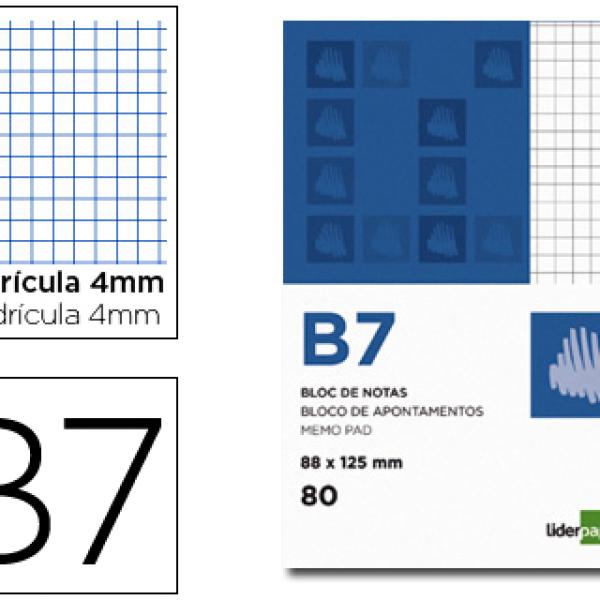 Bloco de Apontamentos B7 80F Quadriculado