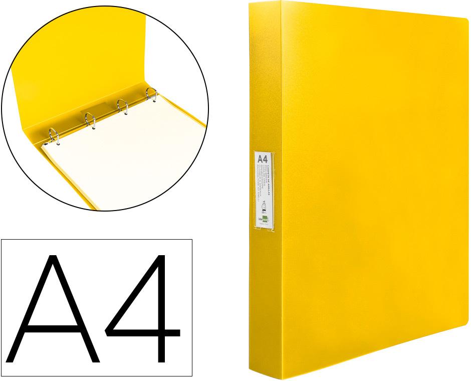 Pasta 4 Aneis 25 Mm Mistos Polipropileno Din A4 Amarelo Fluor Opaco