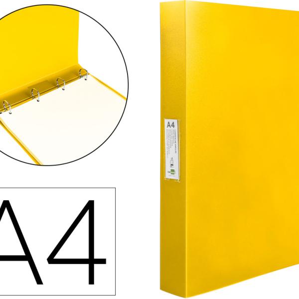 Pasta 4 Aneis 25 Mm Mistos Polipropileno Din A4 Amarelo Fluor Opaco