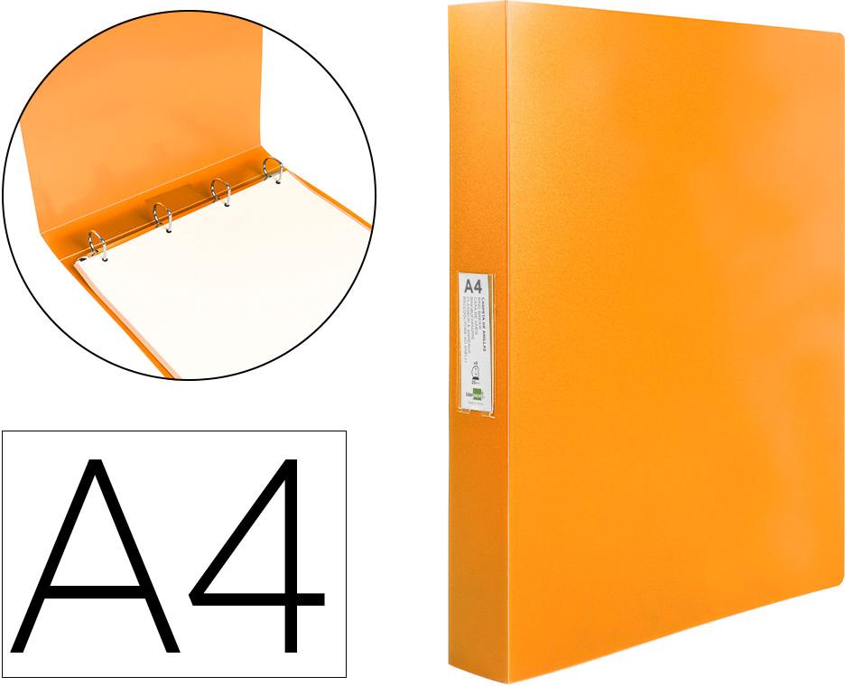 Pasta 4 Aneis 25 Mm Mistos Polipropileno Din A4 Laranja Fluor Opaco
