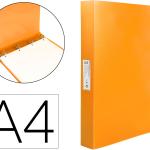 Pasta 4 Aneis 25 Mm Mistos Polipropileno Din A4 Laranja Fluor Opaco